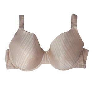 Parfait Full Coverage Underwire T Shirt Bra Tan 44DD Light Pad Adj Striped Aline